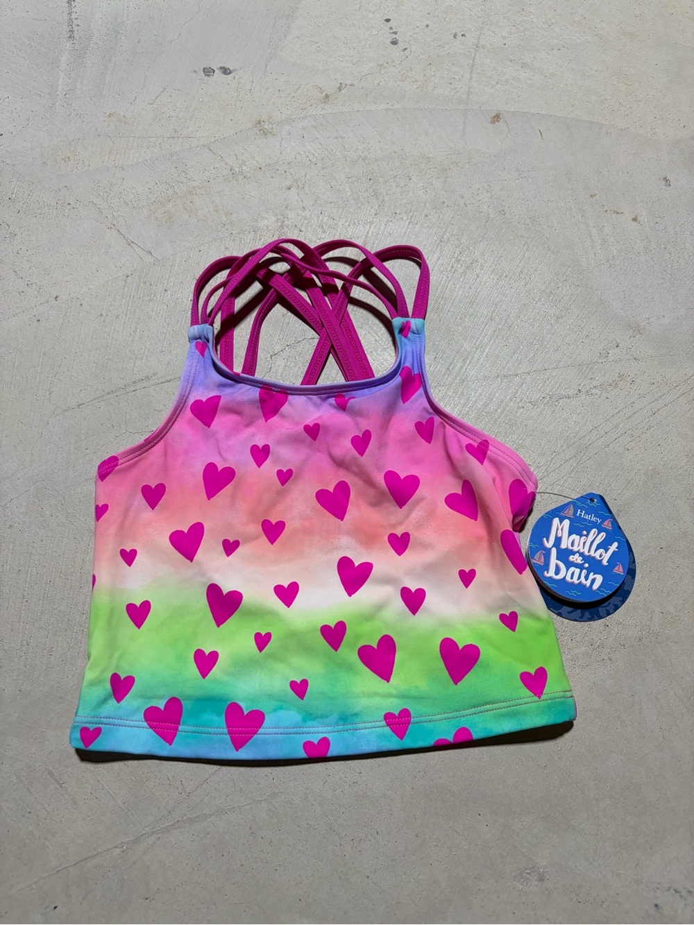 Hatley NWT maillot de Bain Kids Tankini Top heart Tie-Dye swim 7 MSRP$36